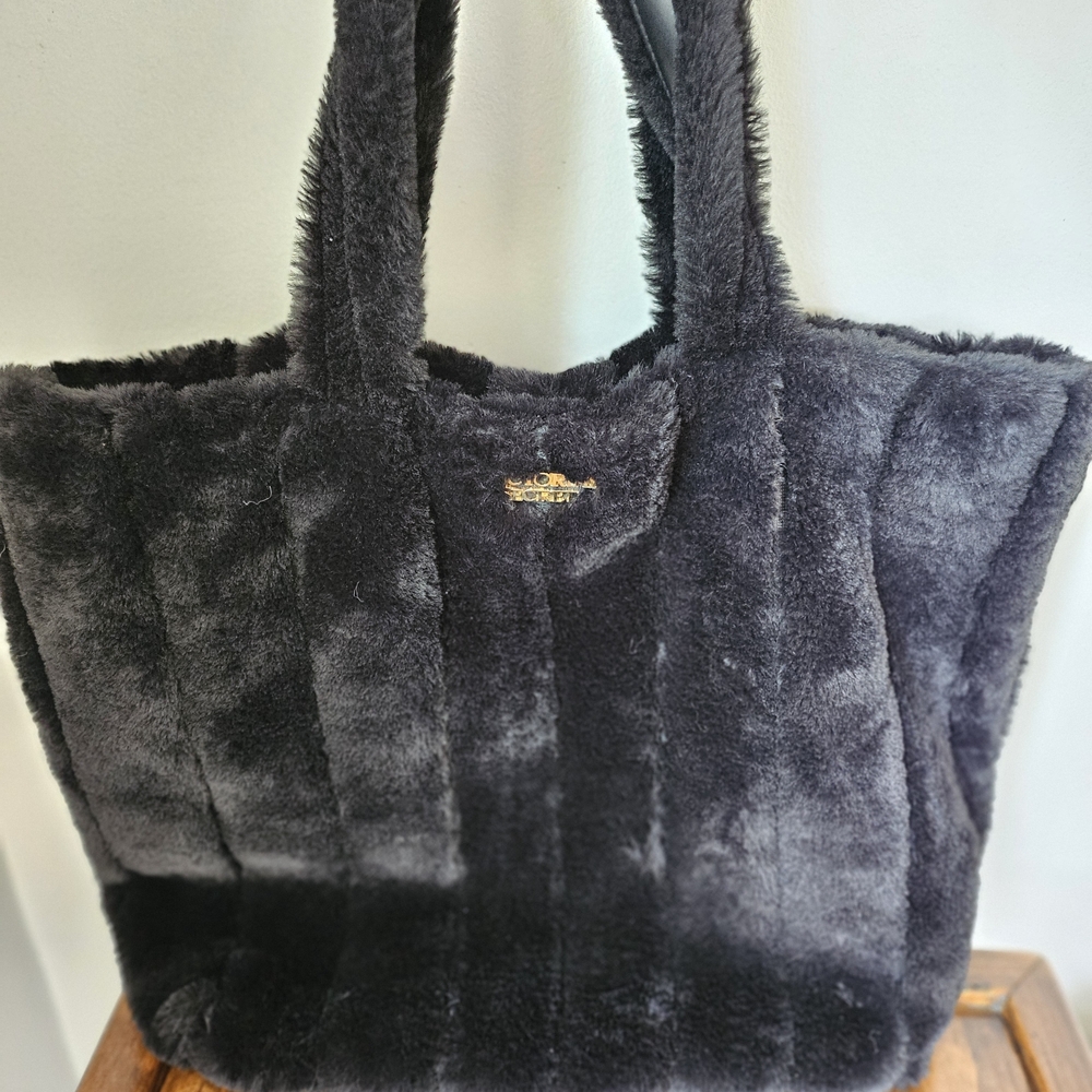 Black Faux Fur Tote Bag